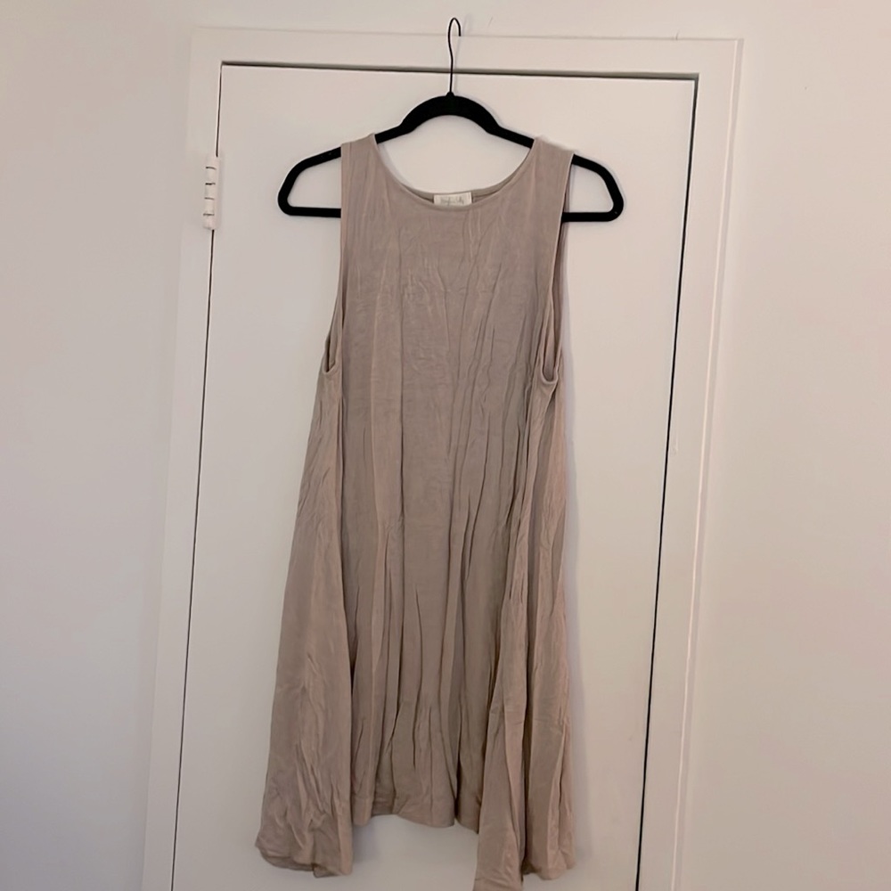flowy tan dress